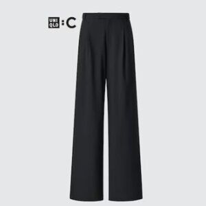 Uniqlo:C - Black Pleated Wide Straight Pant - Size M